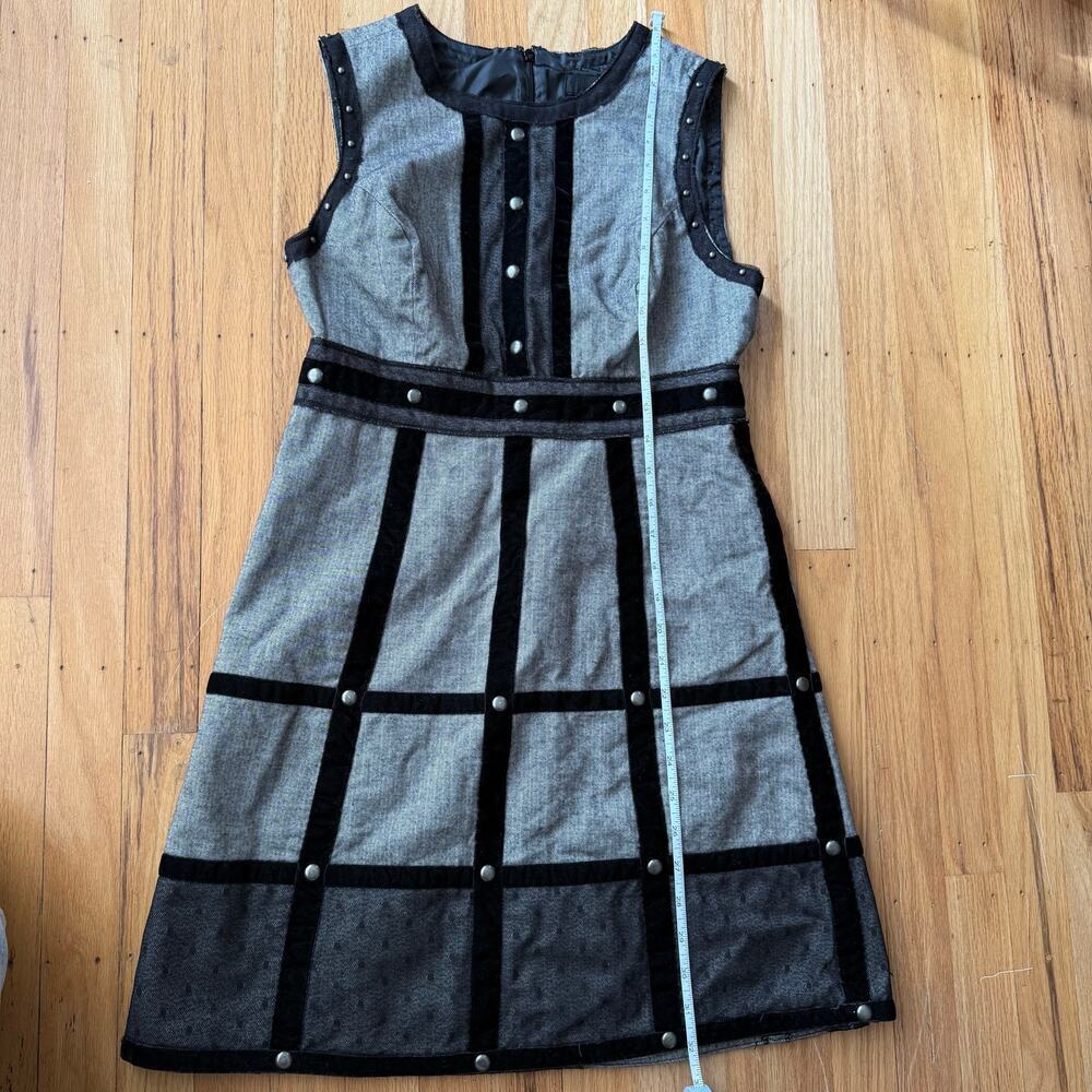 Anna Sui Black Sleeveless Studded Lace Velvet Sheath Dress Size 5 Gossip Girl - Picture 12 of 14